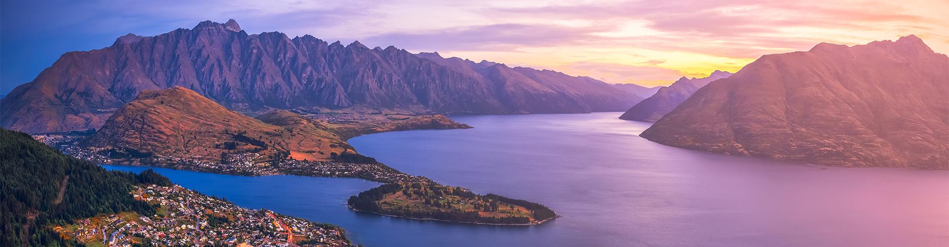 A landscape photo of the lake by Queenstown.
